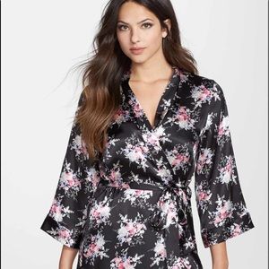 Satin Kimono Robe In Bloom by Jonquil